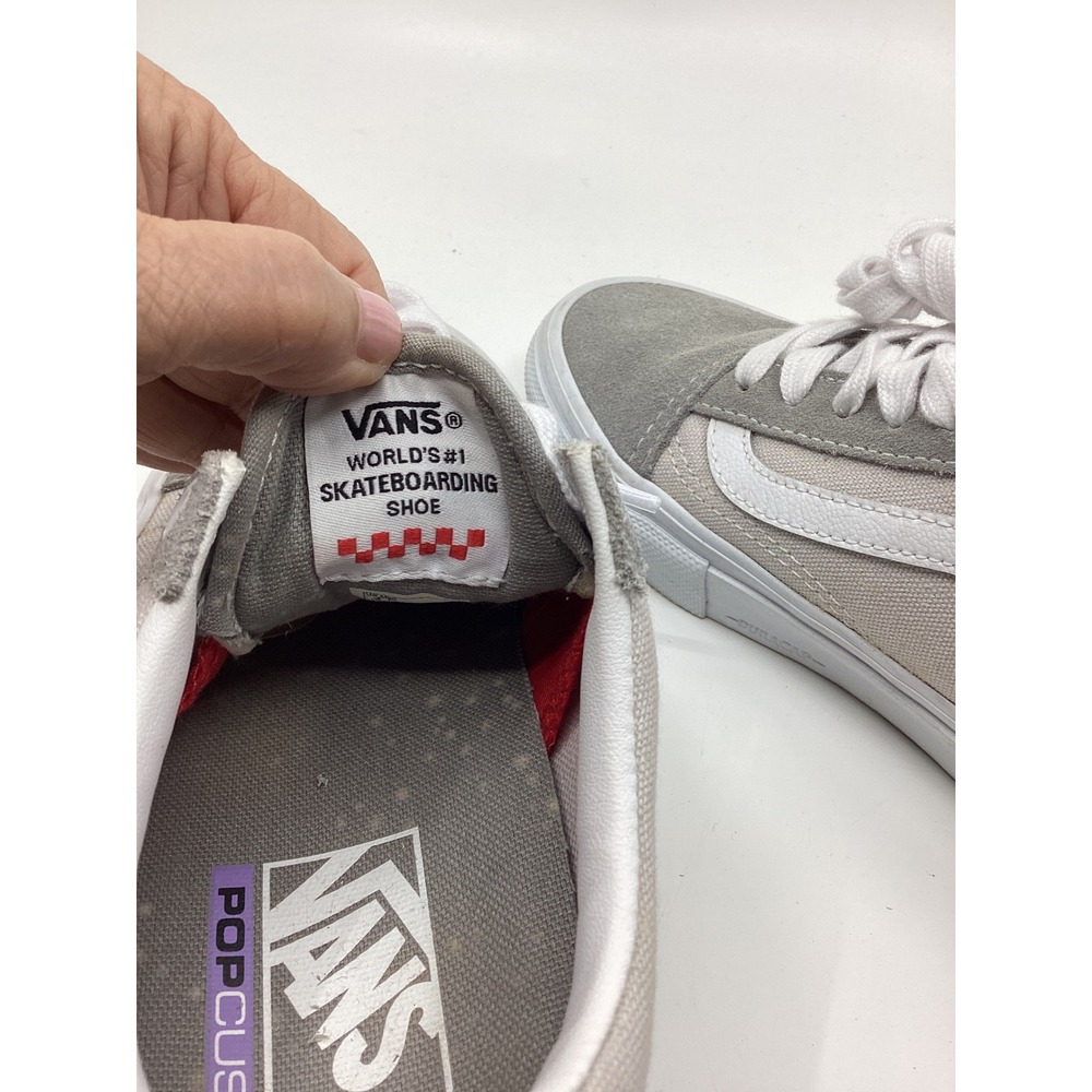 Vans Skate Old Skool Grey White Suede Canvas PopCush Sneakers Mens 4.5 Womens 6 - Picture 6 of 7